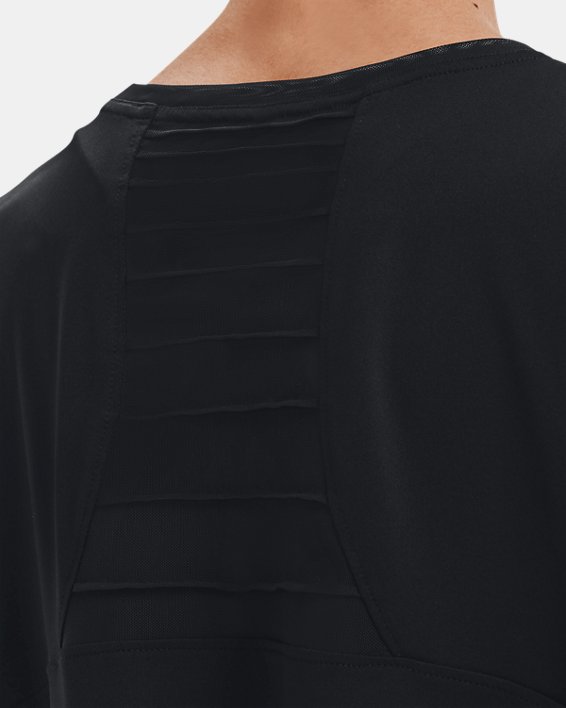 Women's HeatGear® Pintuck Short Sleeve, Black, pdpMainDesktop image number 3